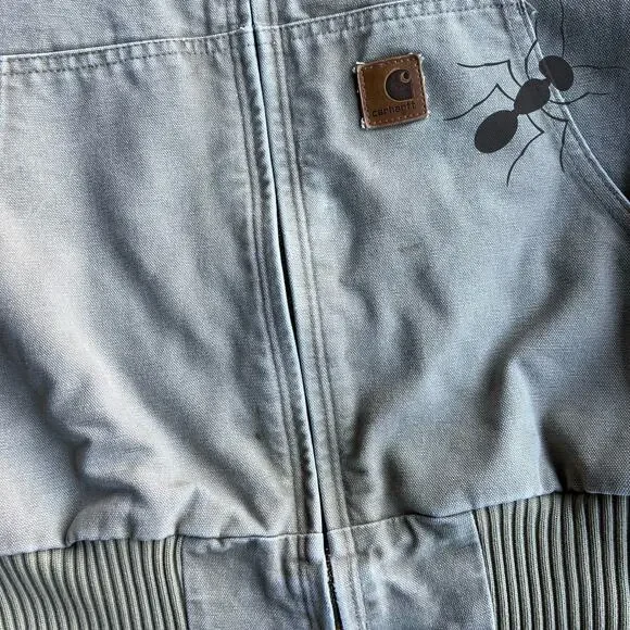 Vintage y2k gray/beige carhartt hooded work wear jacket